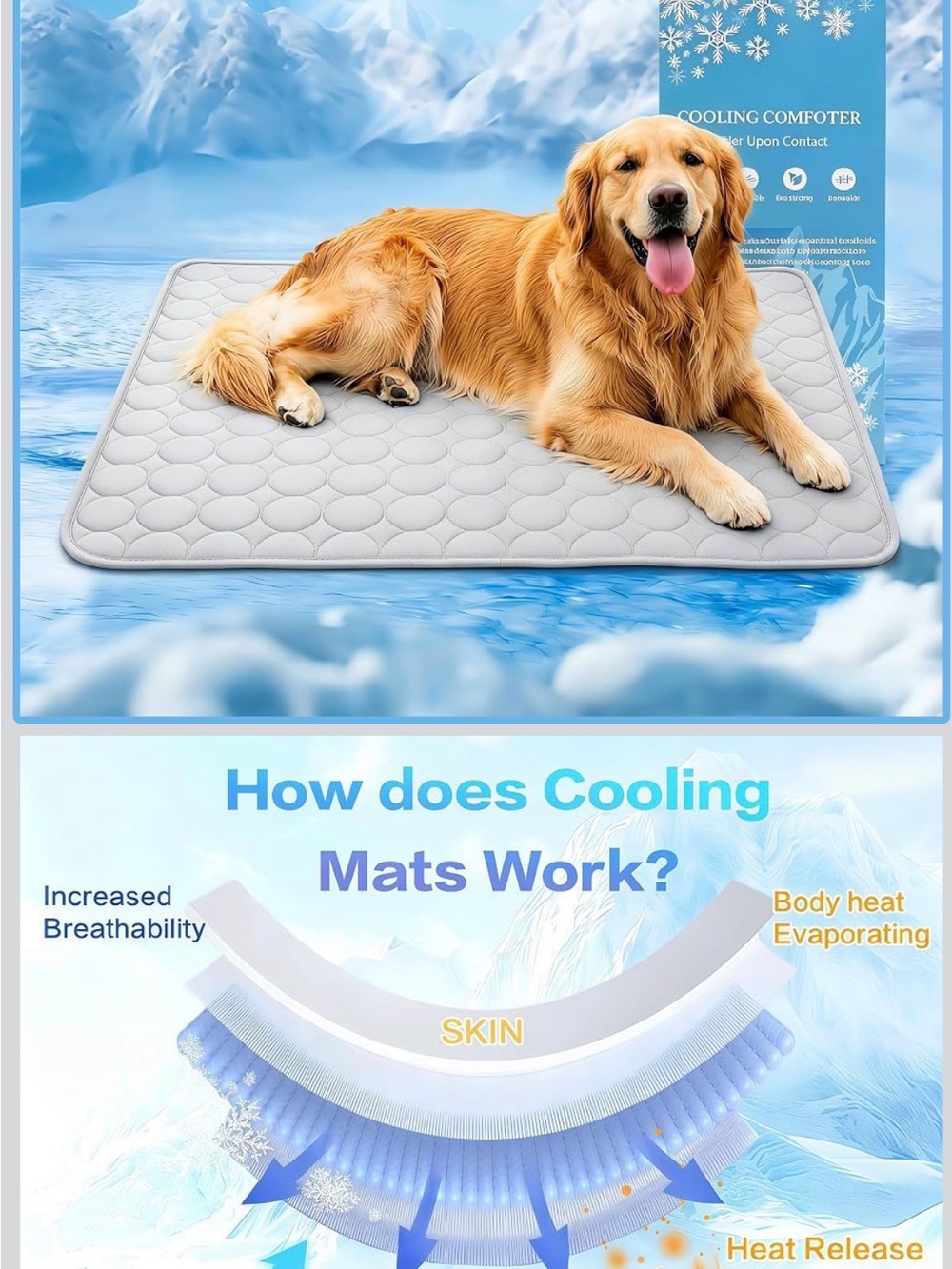 Cooling Dog Mat Size XL- Blue Cooling Pet Pad for Dogs